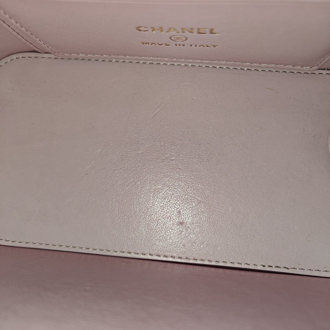 Quilted Grained Calfskin Shoulder Bag Pink