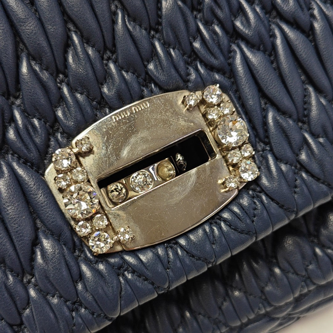 Quilted Lambskin Shoulder Bag Blue