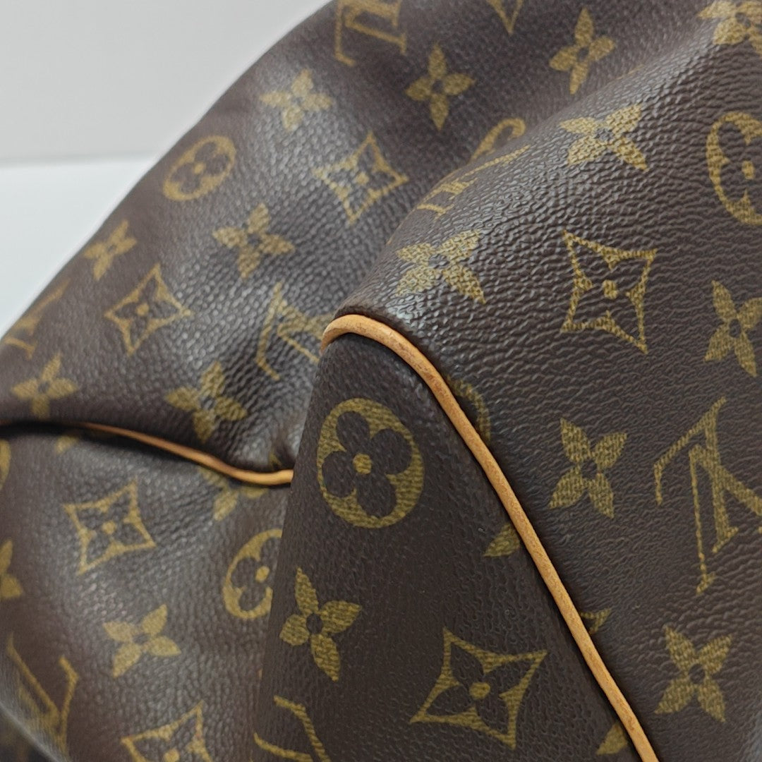 KEEPALL 45 Monogram Coated Canvas Brown