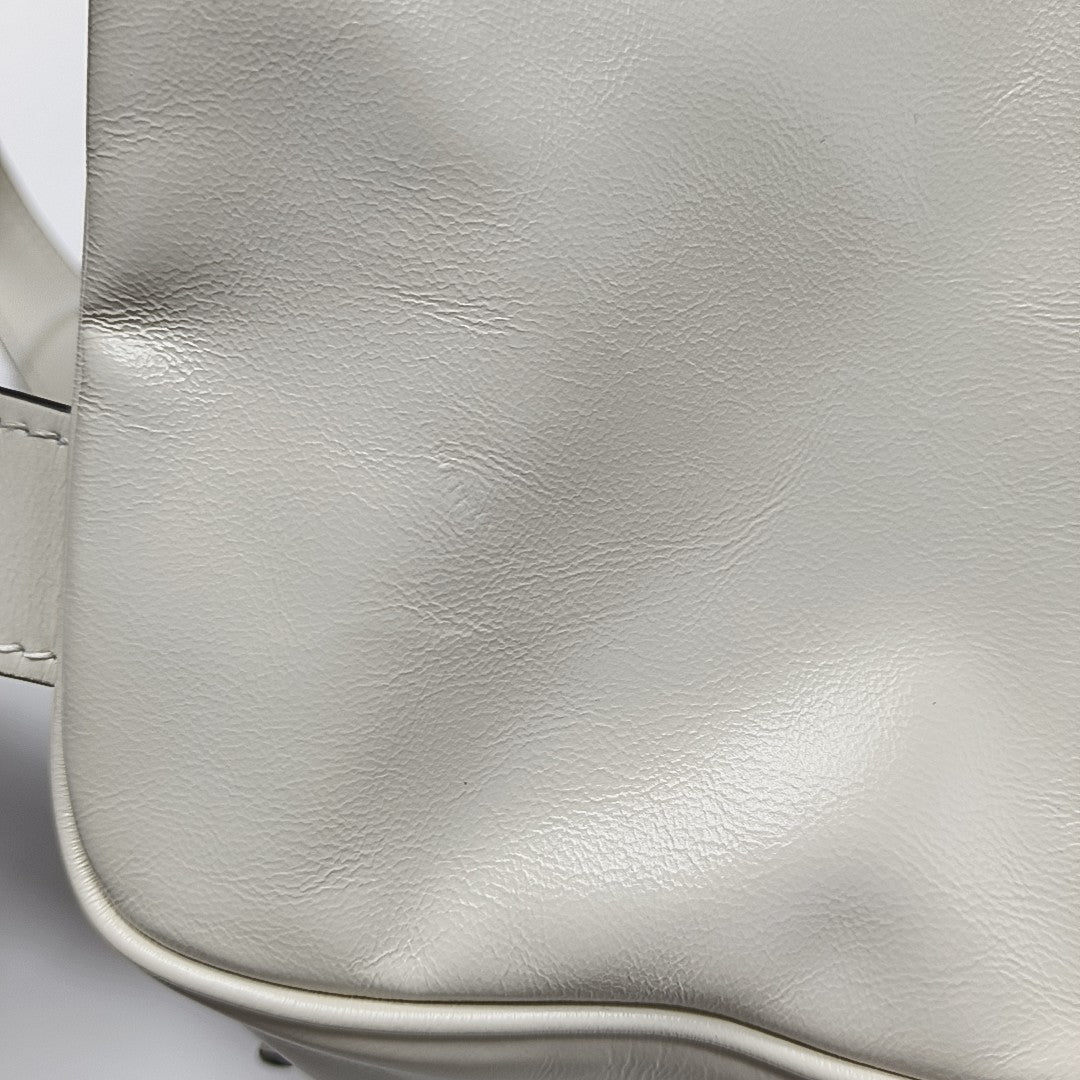 Leather Top Handle Bag White