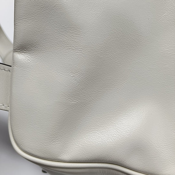 Leather Top Handle Bag White