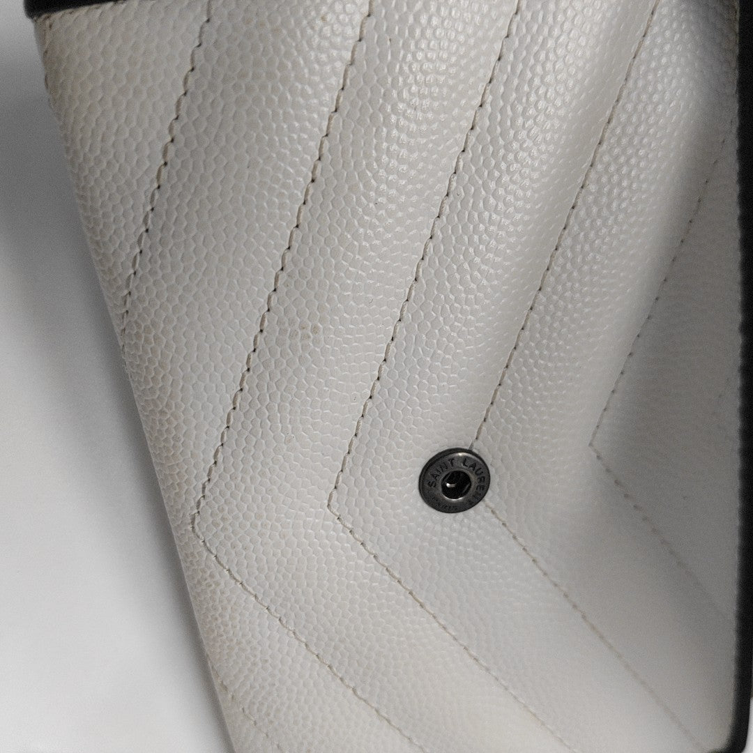 Chevron Calfskin Wallet White