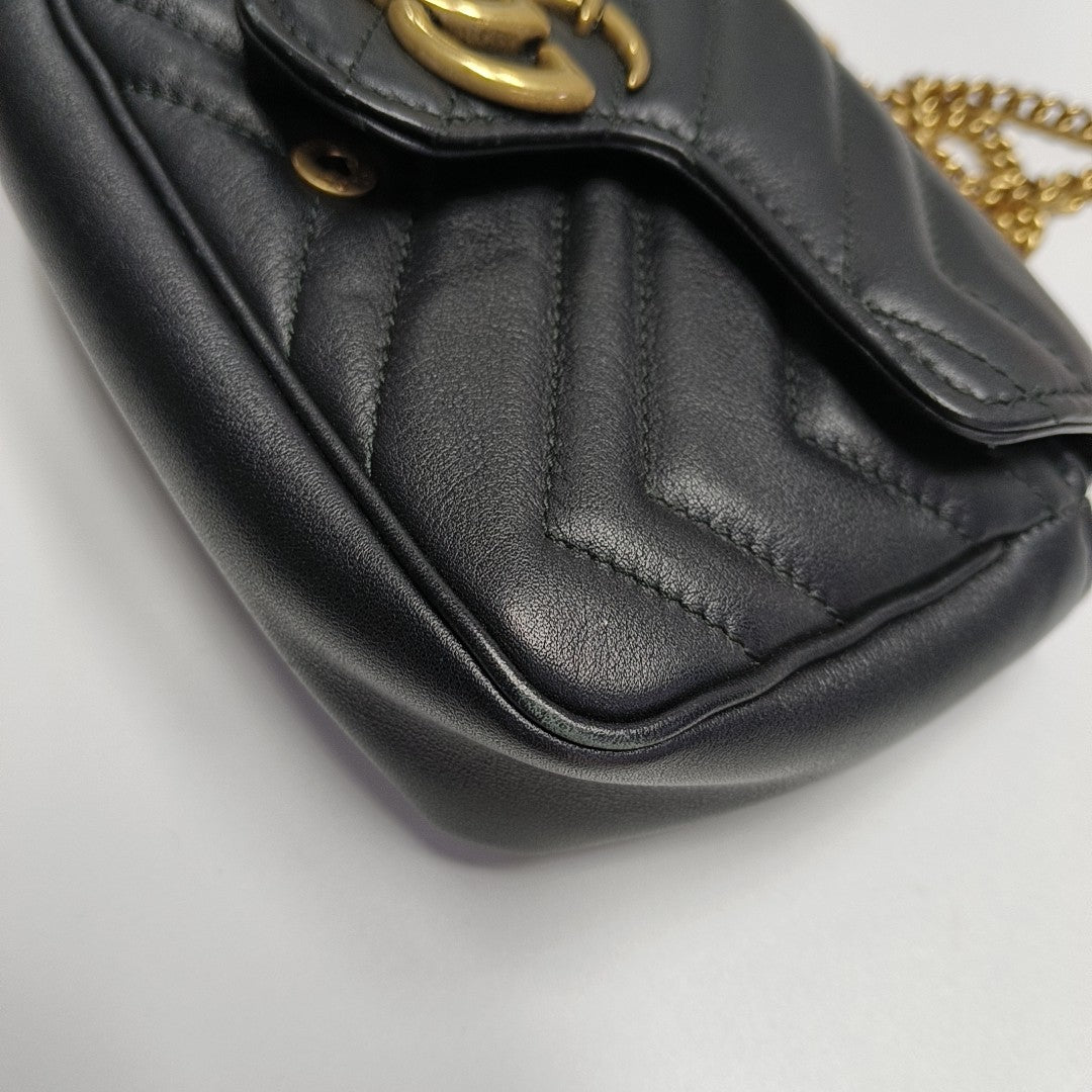 GG Marmont Mini Quilted Calfskin Black