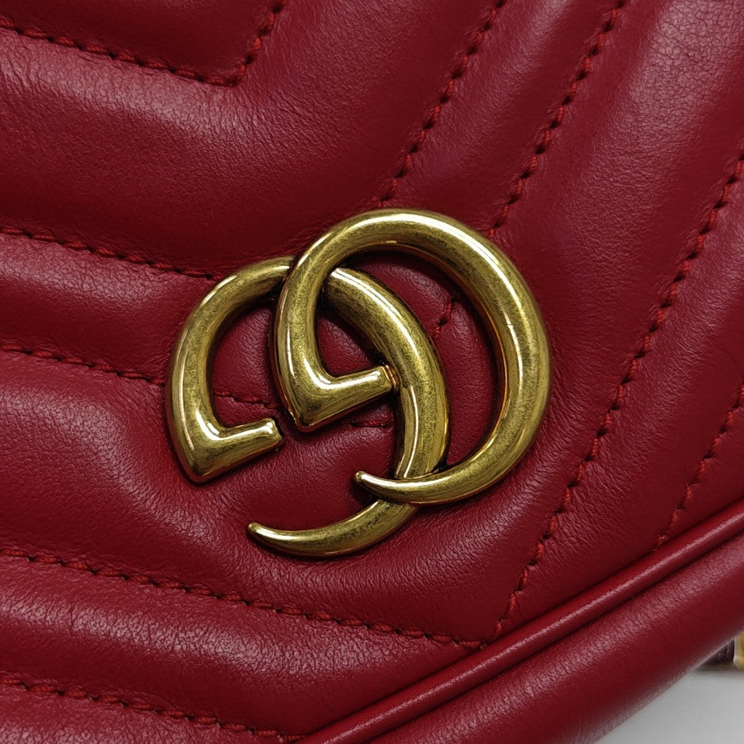GG Marmont Super Mini Quilted Calfskin Red