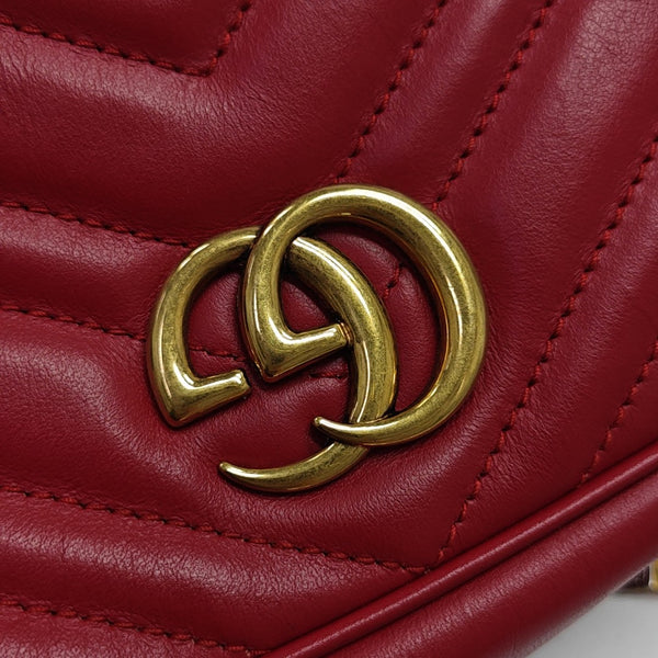 GG Marmont Super Mini Quilted Calfskin Red