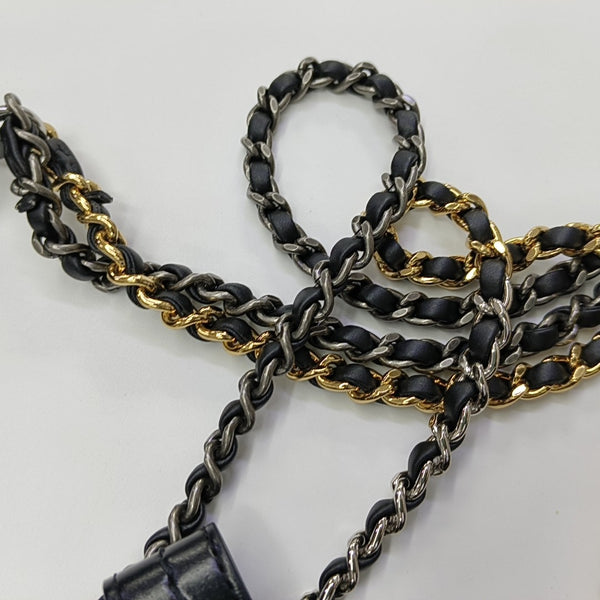 GABRIELLE Becerro Vintage Acolchado Pequeño Negro