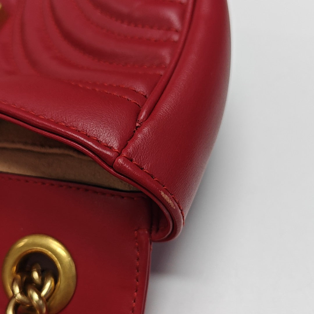 GG Marmont Small Quilted Calfskin Red