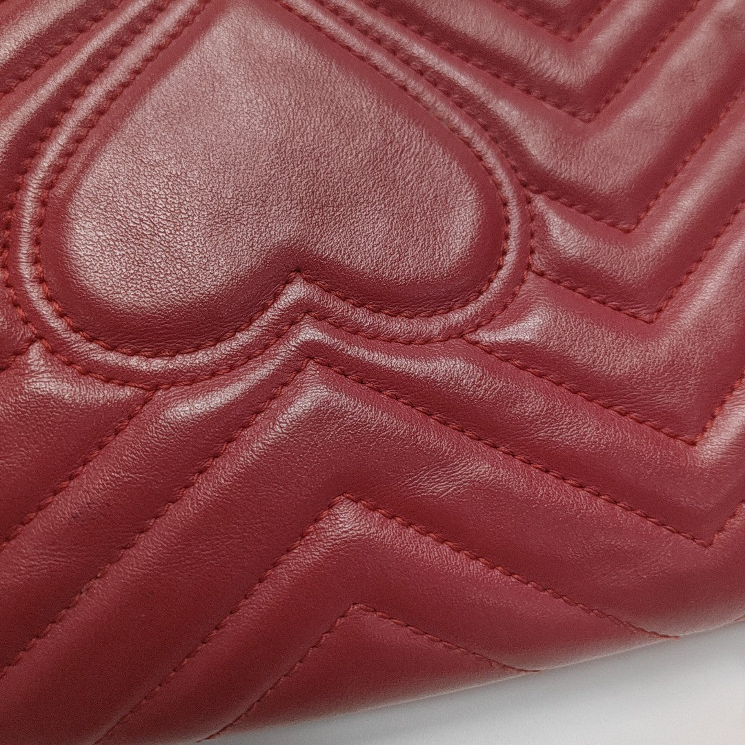 GG Marmont Medium Quilted Calfskin Red