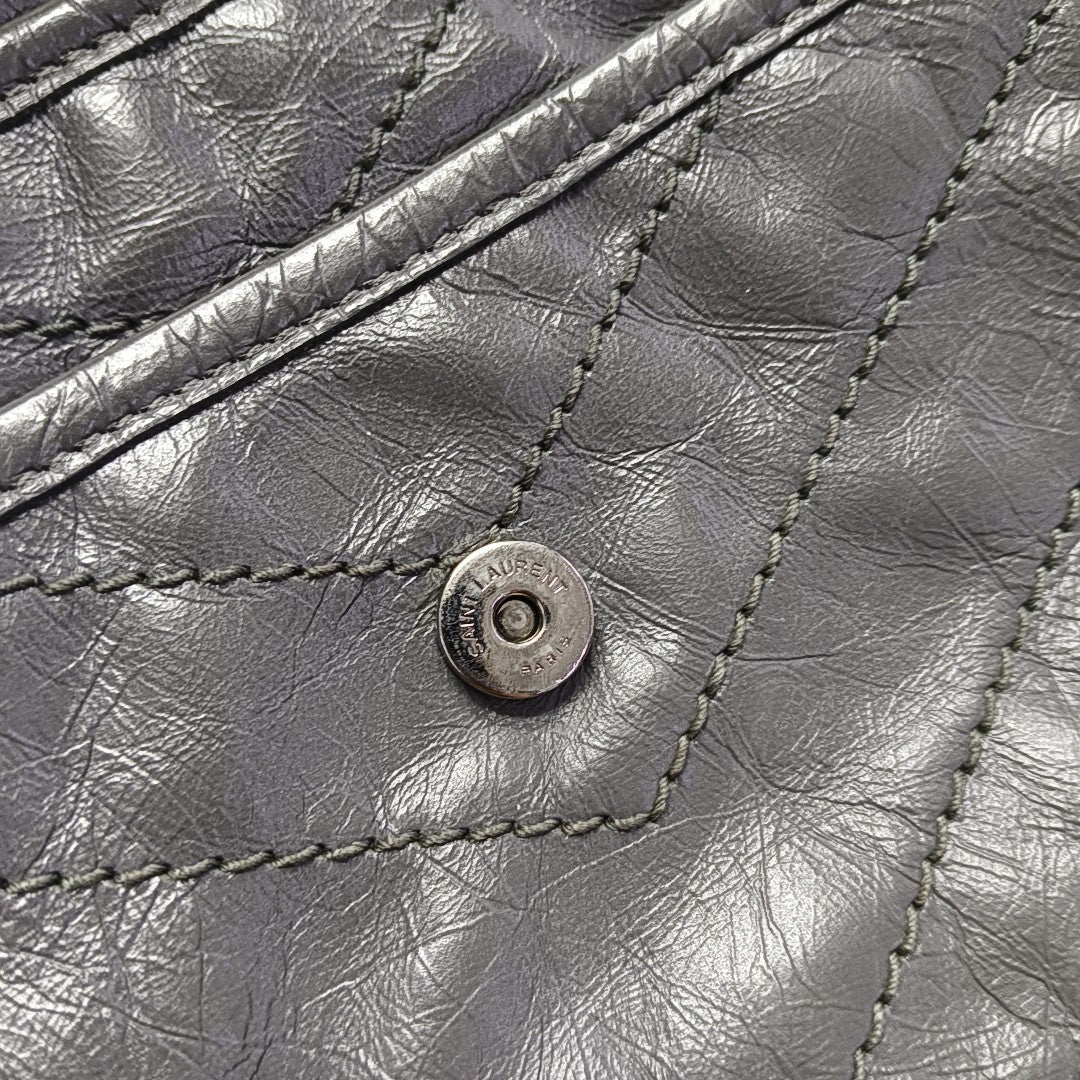 NIKI Small Chevron Calfskin Gray