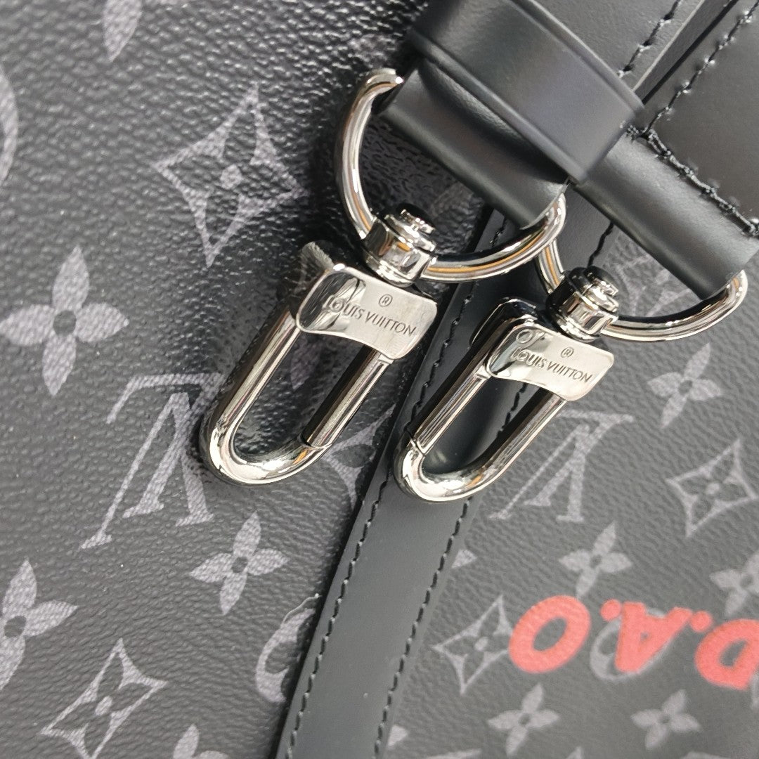 KEEPALL 50 Damier Graphite Coated Canvas Black