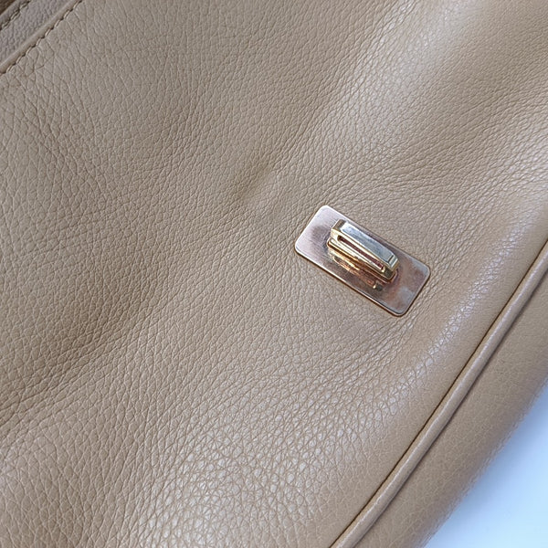 Calfskin Top Handle Bag Brown