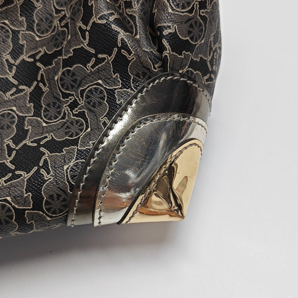 Coated Canvas Top Handle Bag Gray