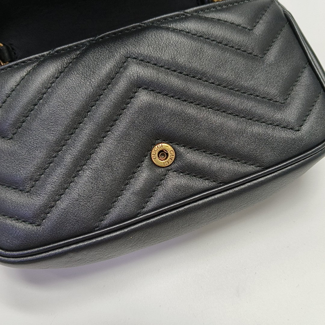 GG Marmont Mini Quilted Calfskin Black