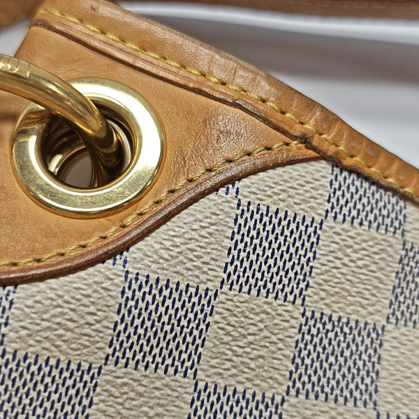 GALLIERA PM Damier Azur Coated Canvas White
