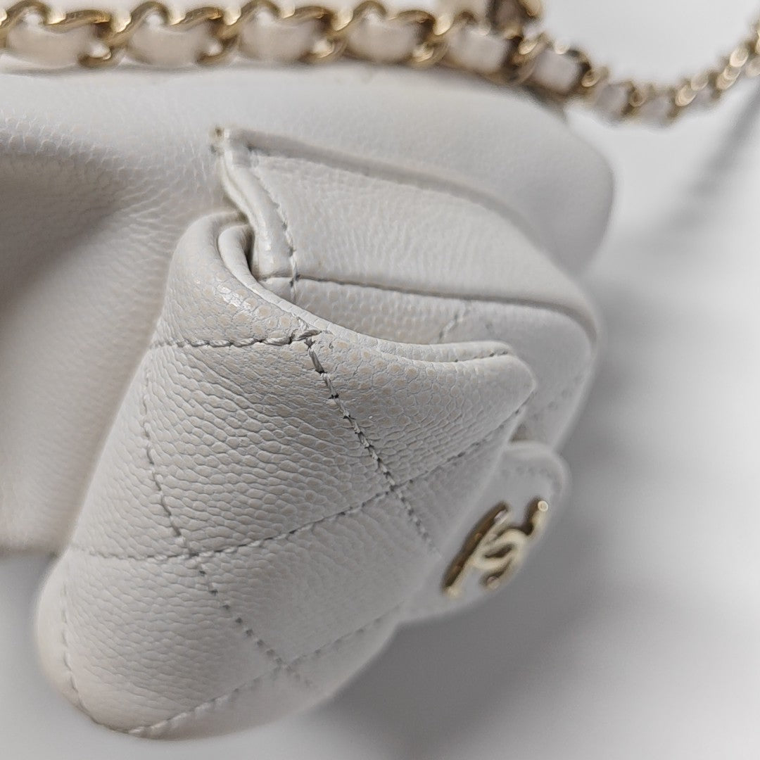 Quilted Grained Calfskin Small White