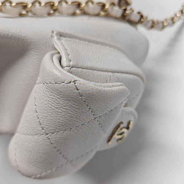 Quilted Grained Calfskin Small White