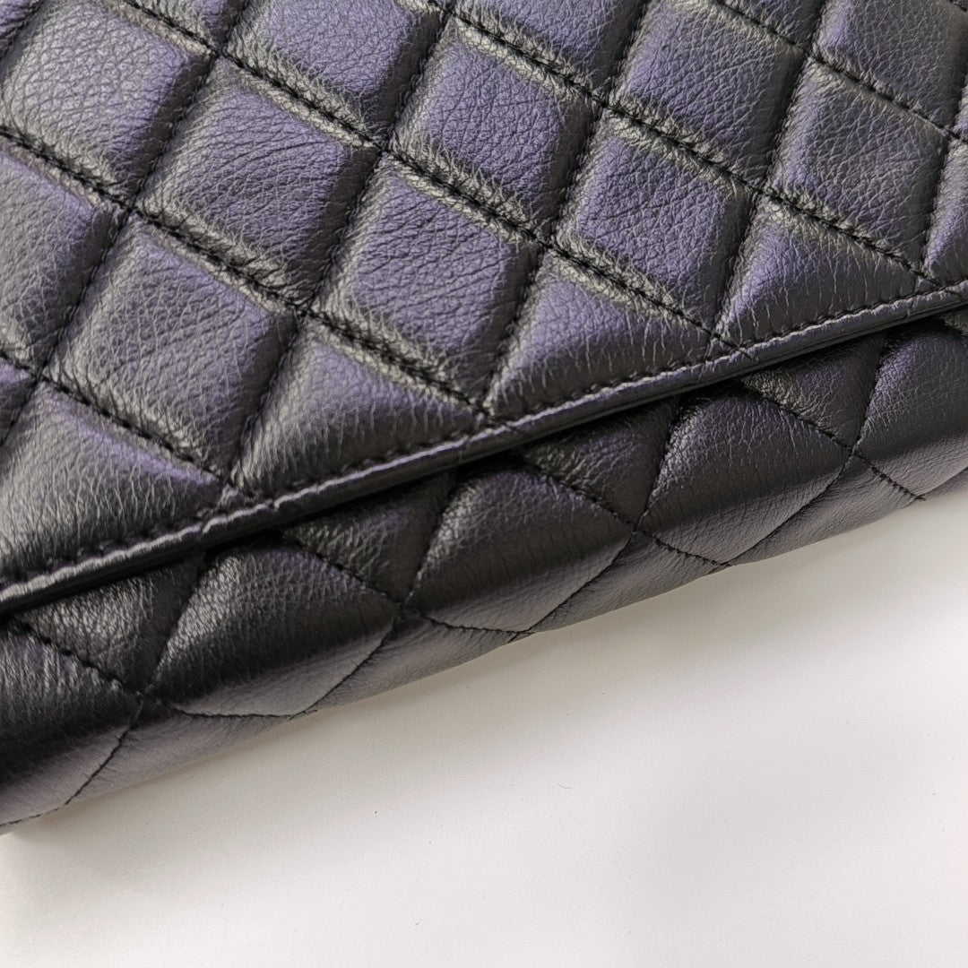 Quilted Calfskin Shoulder Bag Black