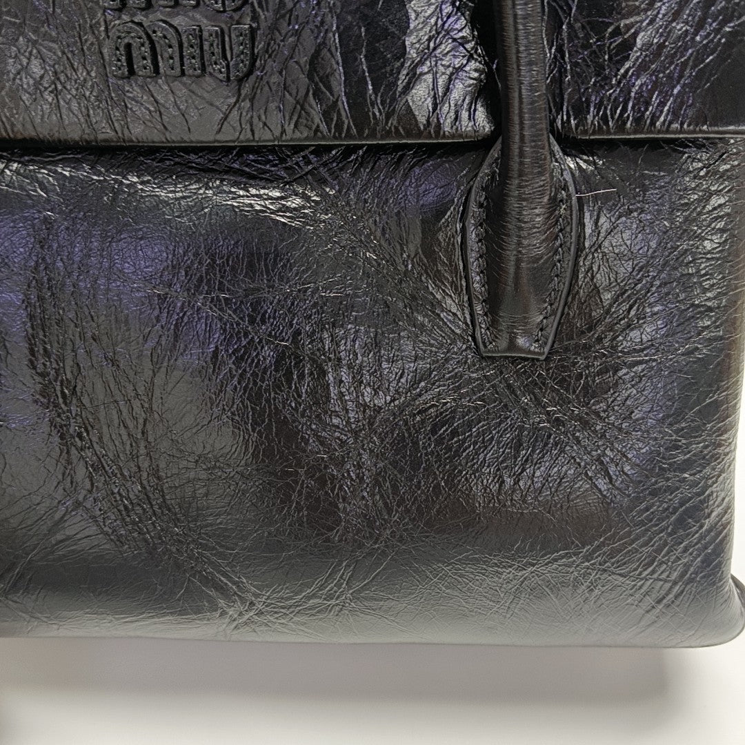 Calfskin Top Handle Bag Black