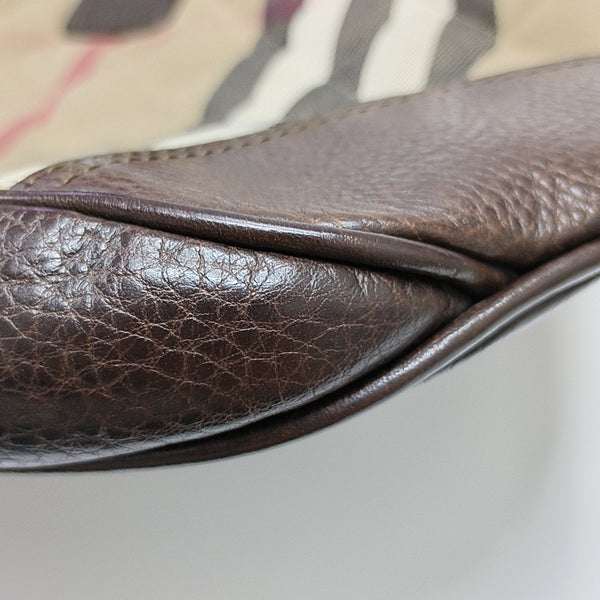 Quilted Canvas Top Handle Bag Brown
