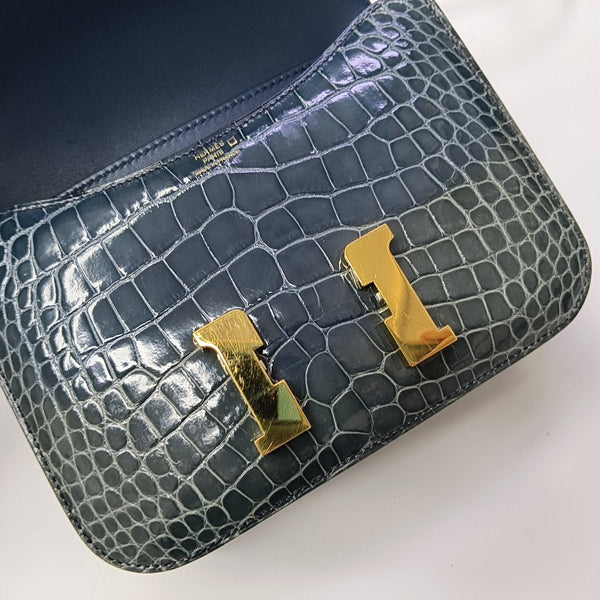 Constance 19 Shiny Porosus Crocodile Blue