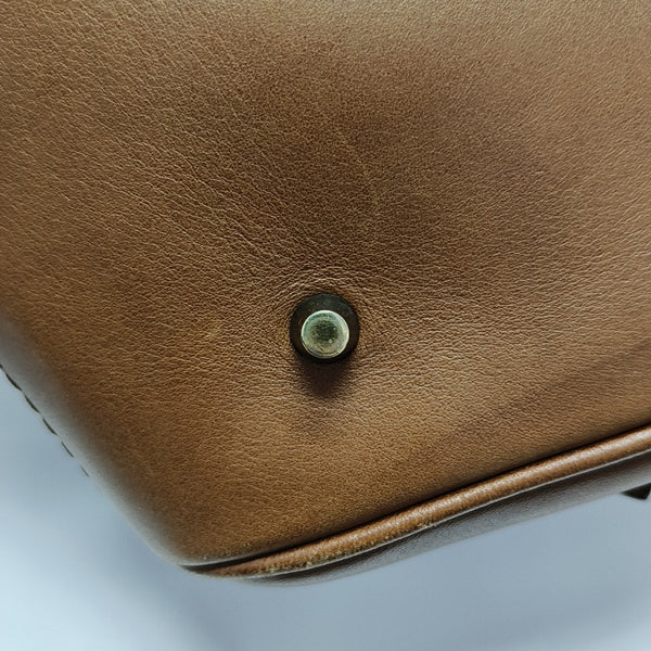 Calfskin Top Handle Bag Brown
