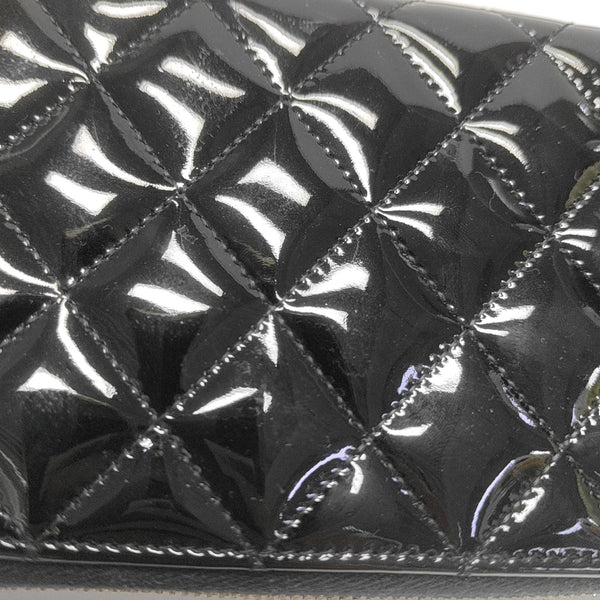 Quilted Patent Leather Wallet Black
