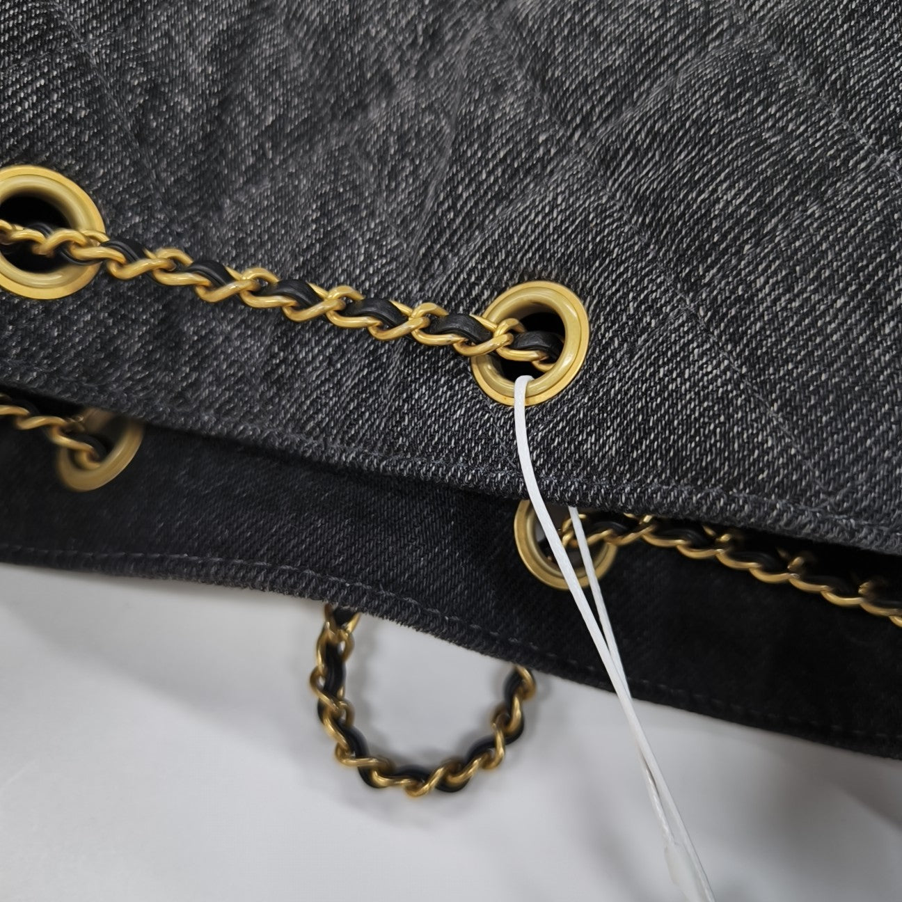 CHANEL 25 Quilted Denim Black