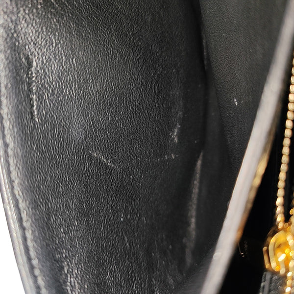 C Small Quilted Calfskin Black