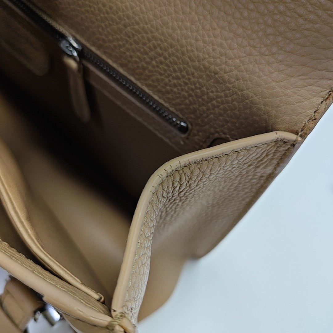 Calfskin Top Handle Bag Beige