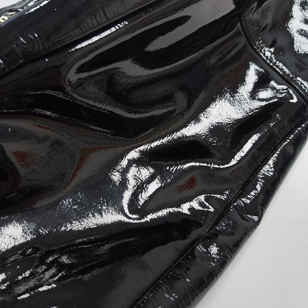 Patent Leather Top Handle Bag Black