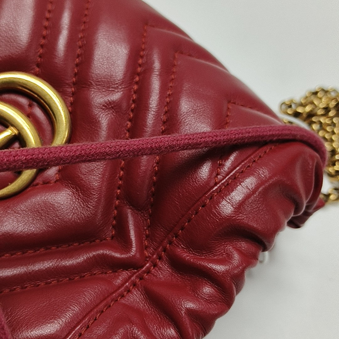 GG Marmont Mini Quilted Leather Red