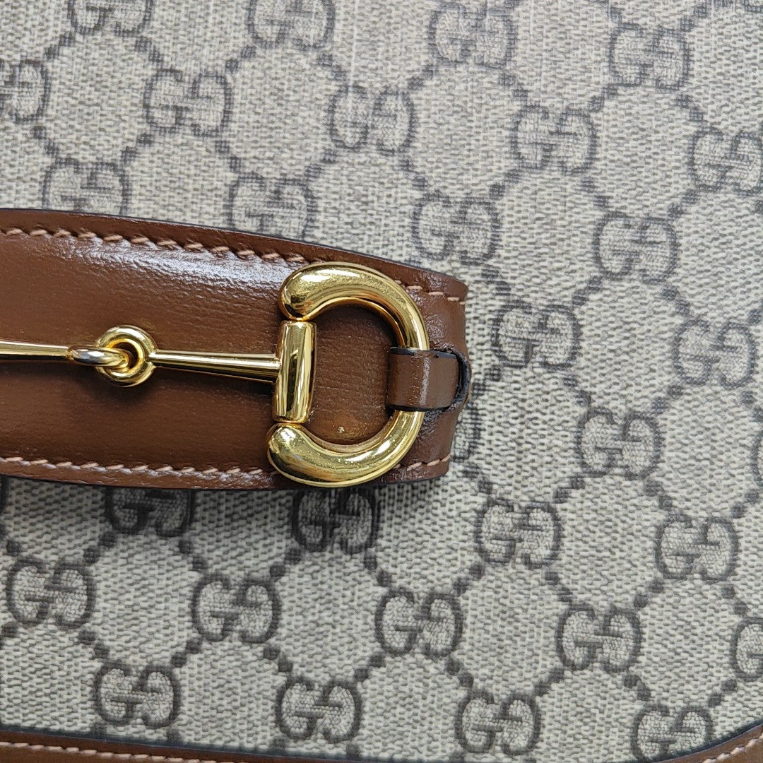 Horsebit 1955 Medium Monogram Coated Canvas Beige
