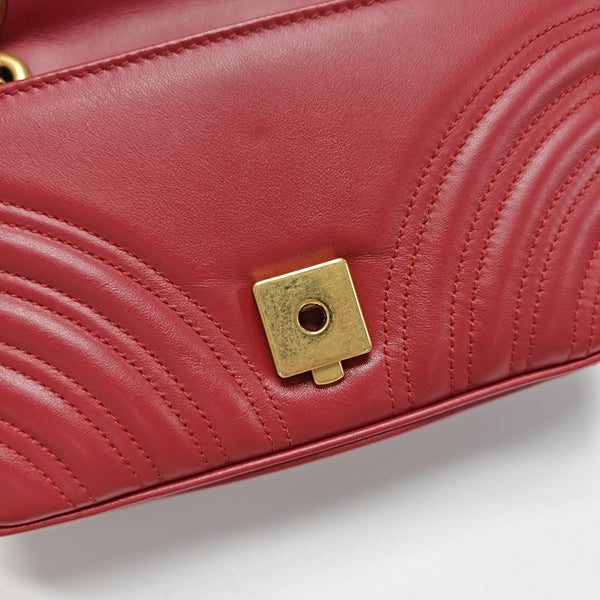 GG Marmont Small Quilted Calfskin Red