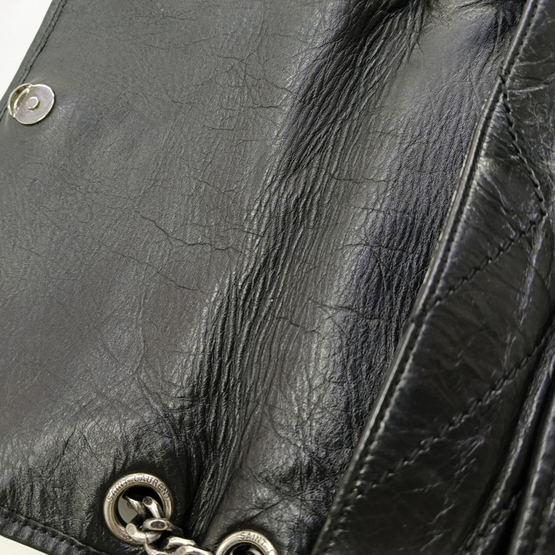 NIKI Large Chevron Calfskin Black
