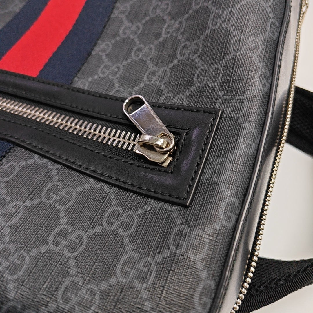Monogram Coated Canvas Backpack Black