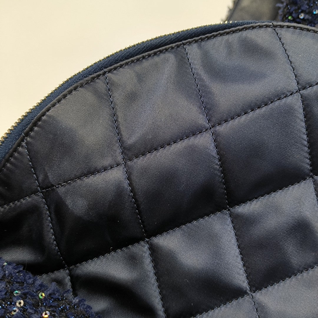 Quilted Nylon Backpack Blue