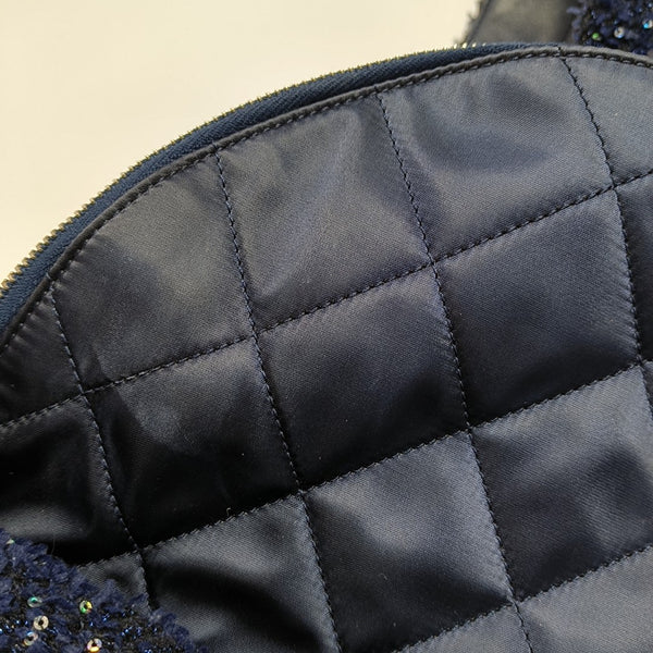 Quilted Nylon Backpack Blue