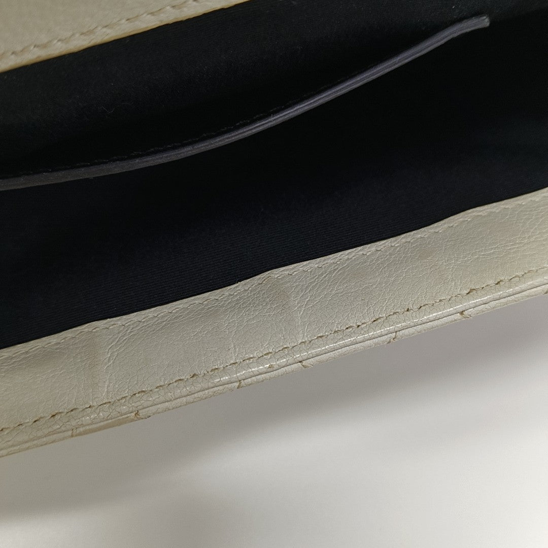 Chevron Calfskin Shoulder Bag White