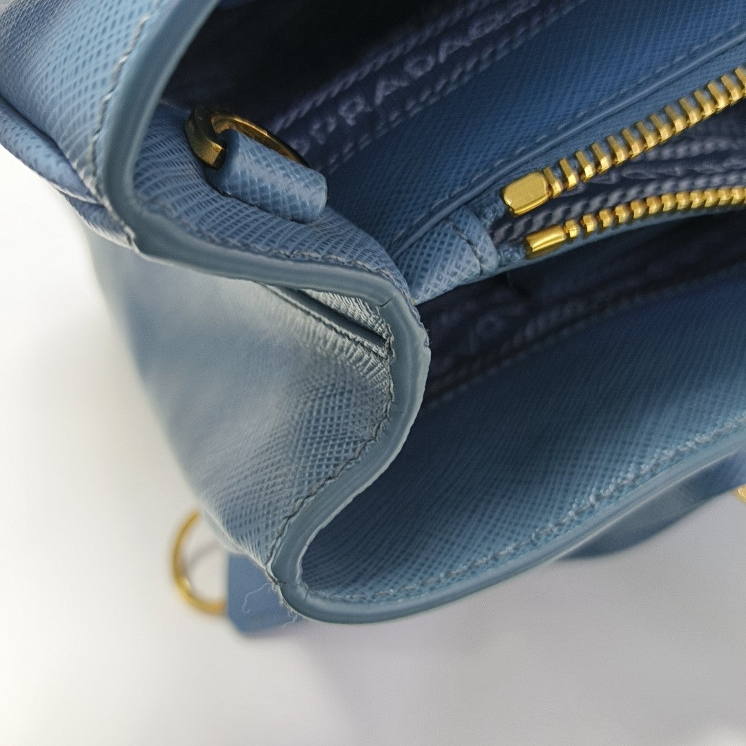 Galleria Large Saffiano Calfskin Blue