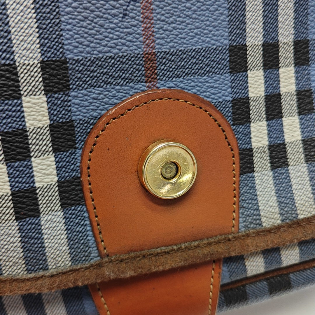 Coated Canvas Shoulder Bag Blue