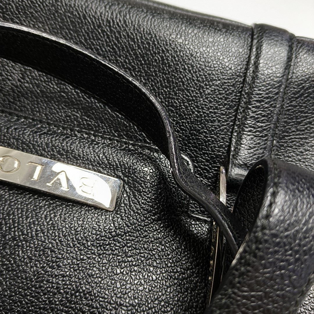 BVLGARI LOGO Calfskin Black