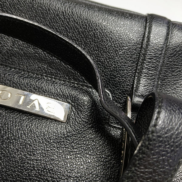 BVLGARI LOGO Calfskin Black