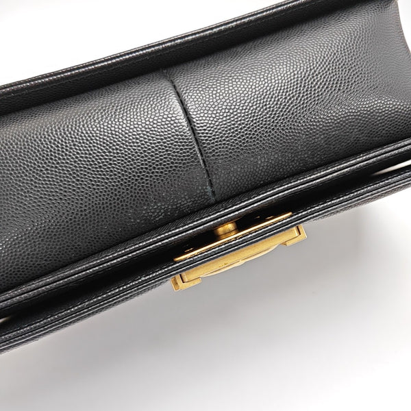 BOY CHANEL Medium Quilted Grained Calfskin Black