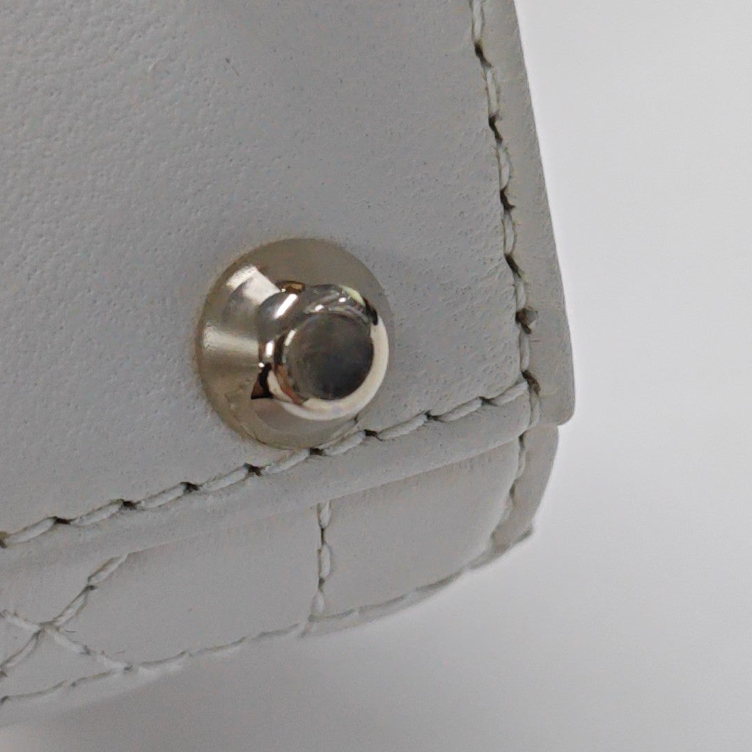 Authenticated pre-owned  Lady Dior Super Mini Cannage Lambskin White - Tote Bag at Looply
