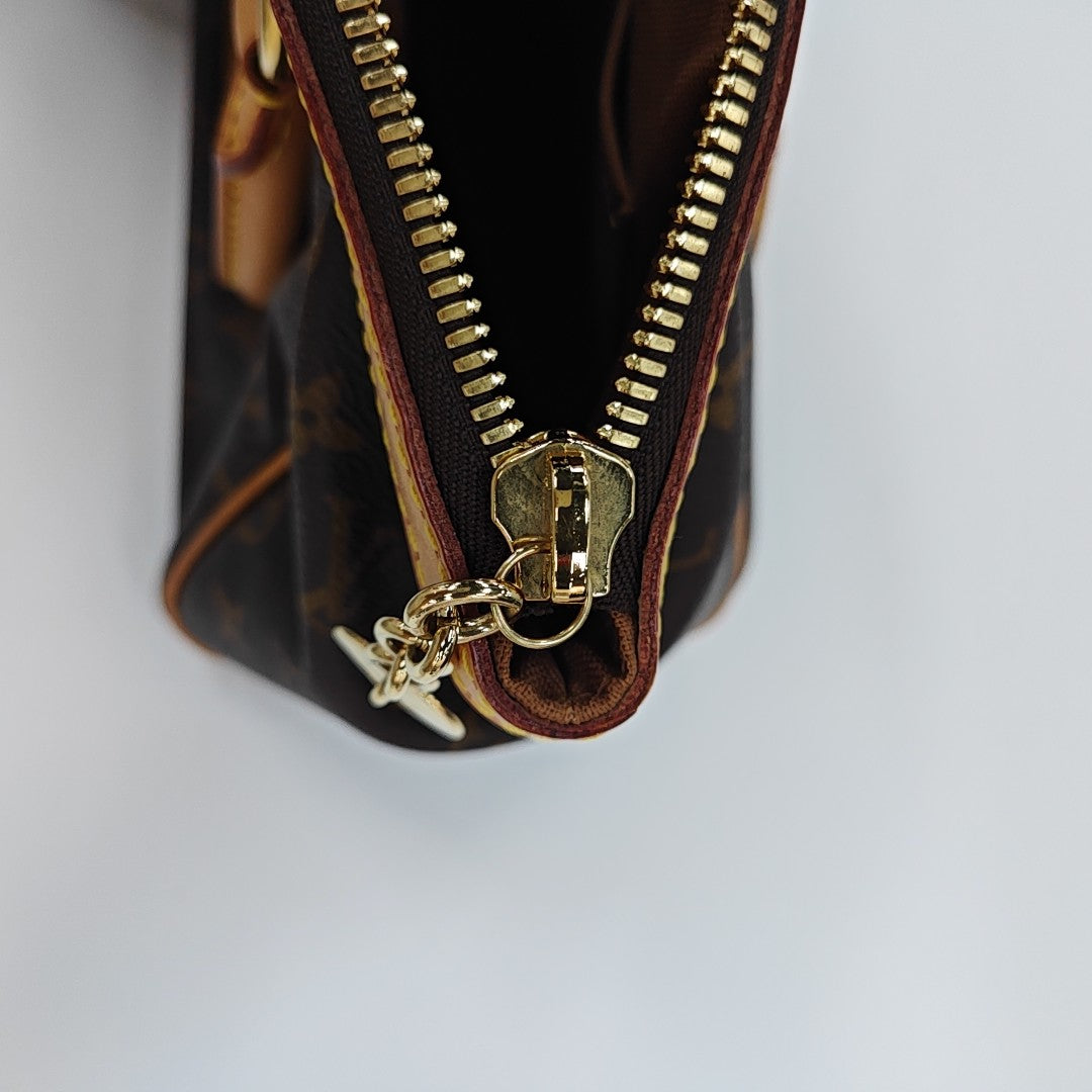 Monogram Coated Canvas Top Handle Bag Brown