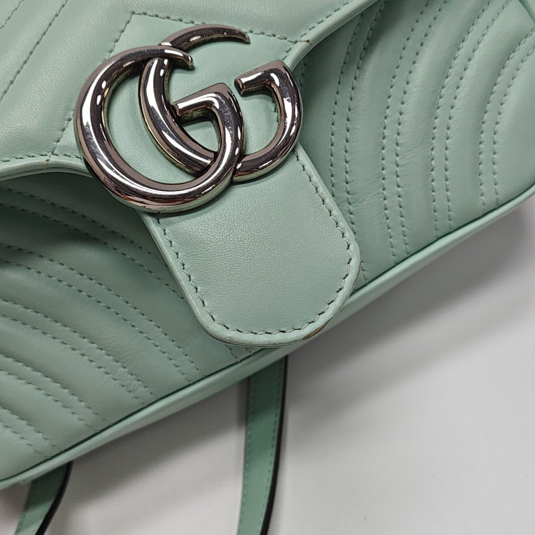 GG Marmont Medium Quilted Calfskin Green