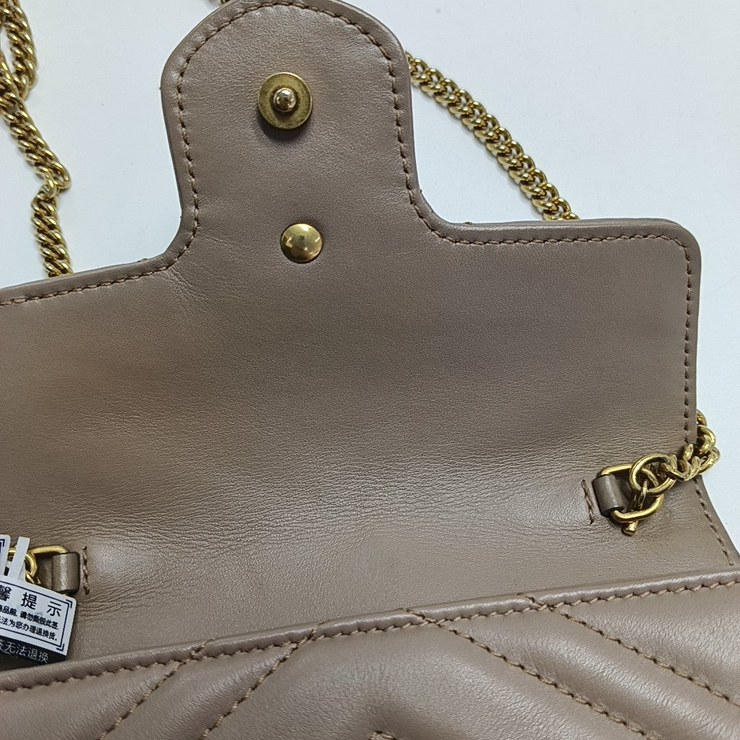 GG Marmont Mini Quilted Calfskin Beige