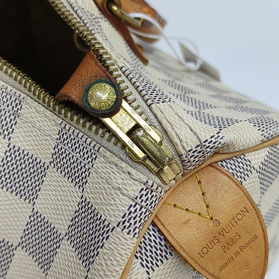 SPEEDY 30 Damier Azur Coated Canvas White