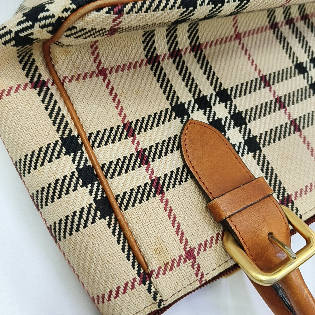 Fabric Top Handle Bag Brown