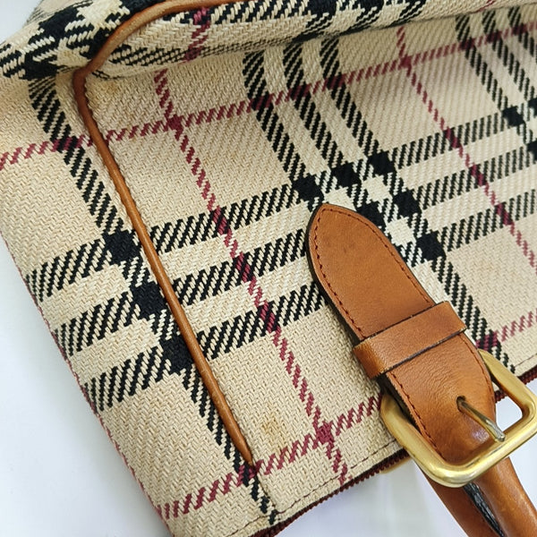 Fabric Top Handle Bag Brown